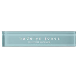 Placa De Nombre Modern Teal Personalized