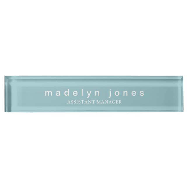Placa De Nombre Modern Teal Personalized (Anverso)