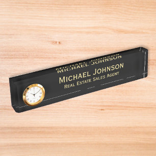 Placa De Nombre Moderna clase Black Gold Business Office Title DIY