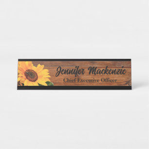 Placa de nombre moderna de grano de madera rústica