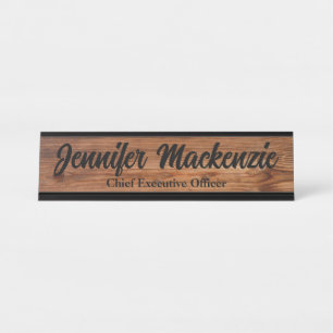 Placa de nombre moderna de grano de madera rústica