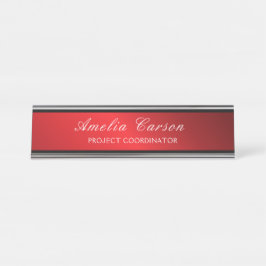 Placa de nombre moderna de vidrio rojo y negro - A