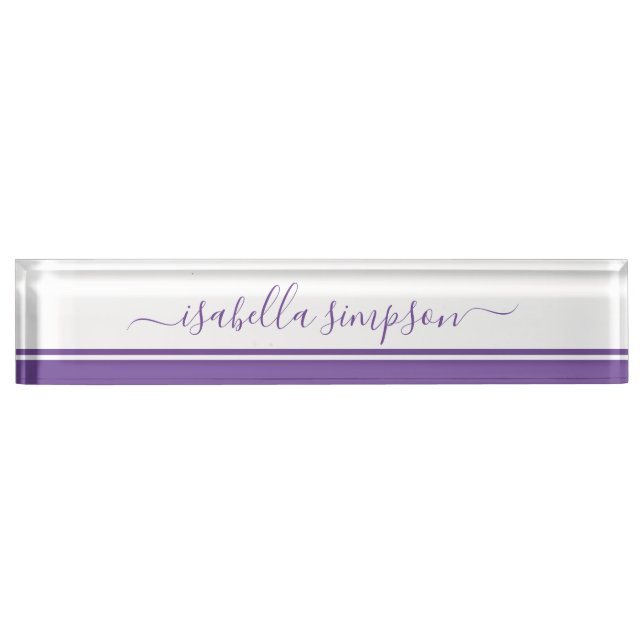 Placa De Nombre Moderna elegante Girly Business Periwinkle Purple (Anverso)