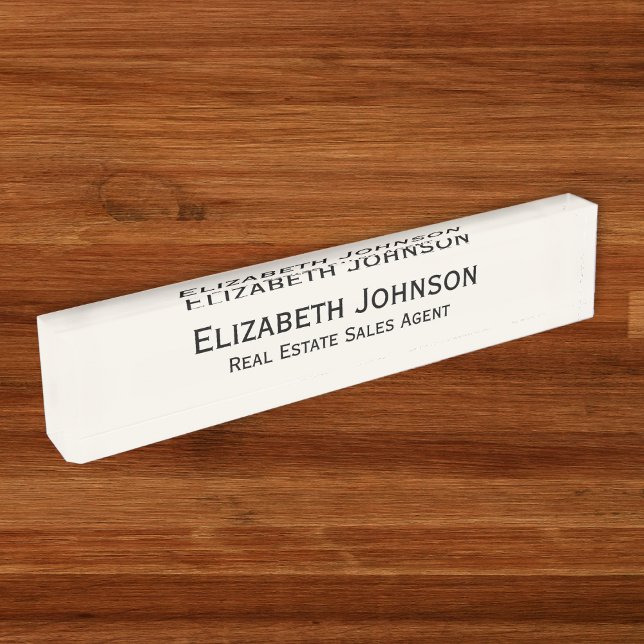 Placa De Nombre Moderna empresa profesional de marfil ligero (Modern Light Ivory Professional Business Executive Desk Name Plate)