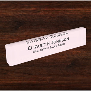 Placa De Nombre Moderna empresa profesional rosa claro
