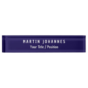 Placa De Nombre Moderna Llanura Minimalista Elegante Azul oscuro