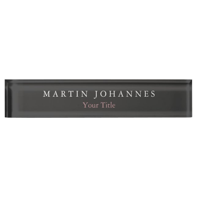 Placa De Nombre Moderna Llanura Minimalista Elegante Gris (Anverso)