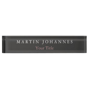 Placa De Nombre Moderna Llanura Minimalista Elegante Gris