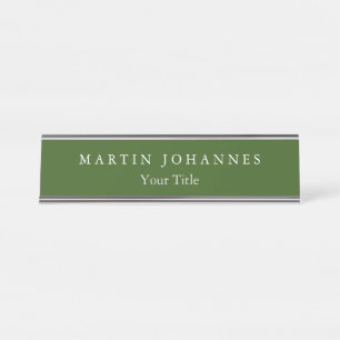 Placa De Nombre Moderna llanura Minimalista Elegante Selva Verde