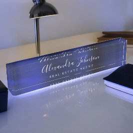 Placa De Nombre Moderna Marina de Negocios Blue Elegant Profesiona