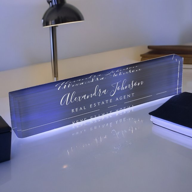 Placa De Nombre Moderna Marina de Negocios Blue Elegant Profesiona (Subido por el creador)