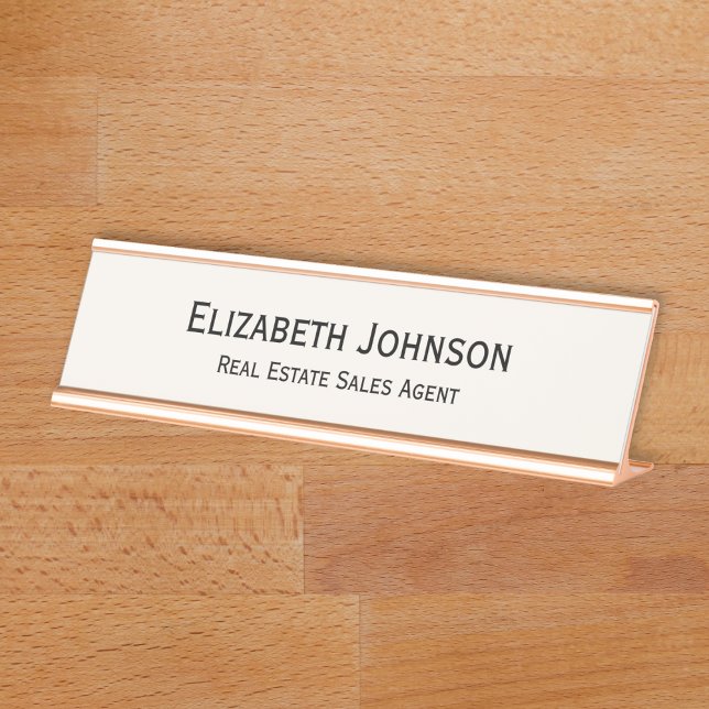 Placa De Nombre Moderna oficina profesional de marfil ligero (Modern Light Ivory Professional Business Office Desk Name Plate)