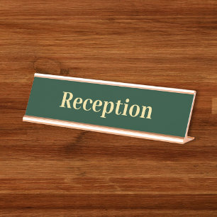 Placa De Nombre Moderna recepción profesional Gold Green
