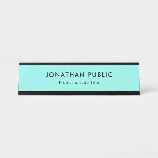 Placa De Nombre Moderna y elegante plantilla Minimalista Luz azul  (Anverso)