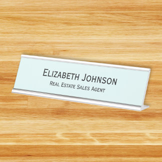 Placa De Nombre Moderno Aqua Blue Professional Business Office
