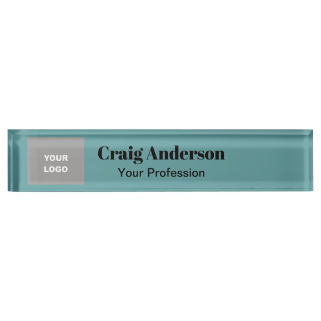 Placa De Nombre Moderno Cadet Blue profesional de moda (Anverso)