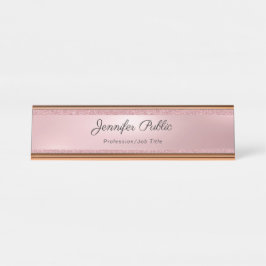 Placa De Nombre Moderno elegante del oro del purpurina del texto