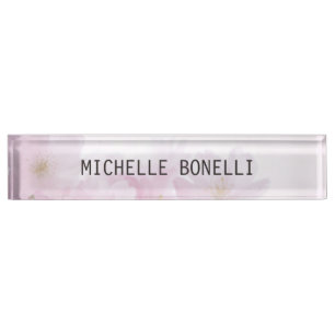 Placa De Nombre Moderno legible llano profesional femenino floral