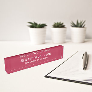 Placa De Nombre Moderno Magenta Red Profesional Business Executive