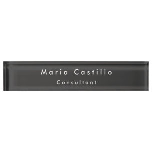 Placa De Nombre Moderno Minimalista negro elegante