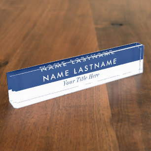 Placa De Nombre Moderno Minimalista Sencillo de media Marina Azul
