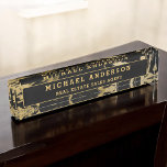 Placa De Nombre Moderno Personalizado de Piedra de Mármol de Oro N<br><div class="desc">Moderna Placa de nombre de negocios Minimalista de piedra de mármol negro y dorado para su escritorio con tipografía con letras para el nombre. La placa de nombre comercial contemporáneo se puede personalizar con su nombre y título de trabajo. Póngase en contacto con el diseñador para obtener elementos coincidentes personalizados....</div>