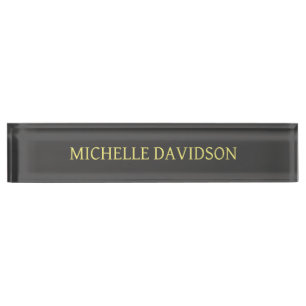 Placa De Nombre Moderno profesional Gris plano Minimalista