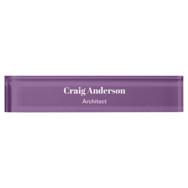 Placa De Nombre Moderno Purple Professional Plain Modern Elegant (Anverso)