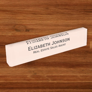 Placa De Nombre Moderno Rosa Gold Professional Business Executive