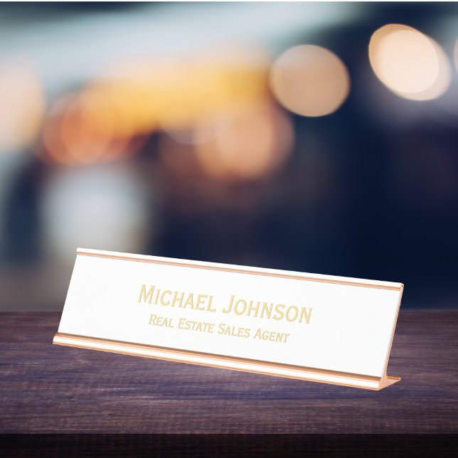 Placa De Nombre Moderno y elegante cargo profesional de oficina (Modern Elegant Professional Business Office Title Desk Name Plate)