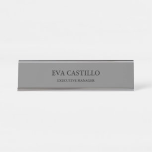 Placa De Nombre Moderno y elegante Gestor sencillo Premium Gray