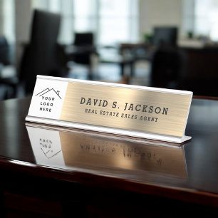 Placa De Nombre Moderno y elegante profesional del oro ejecutivo