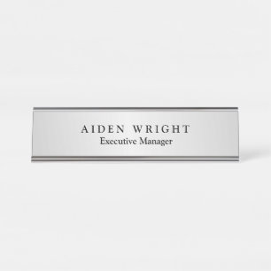 Placa De Nombre Moderno y moderno gris plateado Minimalista