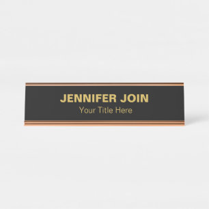 Placa De Nombre Modren Golden Blush