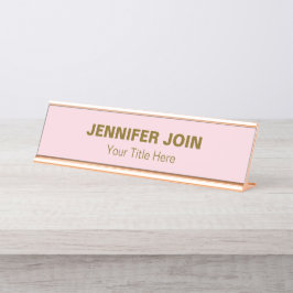 Placa De Nombre Modren Papel de nombre del escritorio dorado