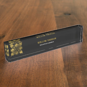 Placa De Nombre Monograma del lustre griego antiguo dorado
