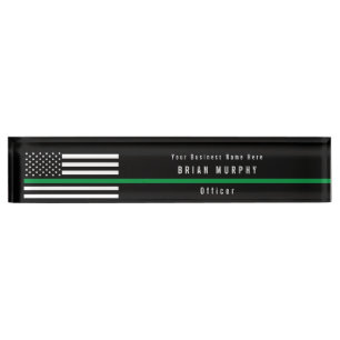 Placa De Nombre Monograma fino militar de la bandera americana de