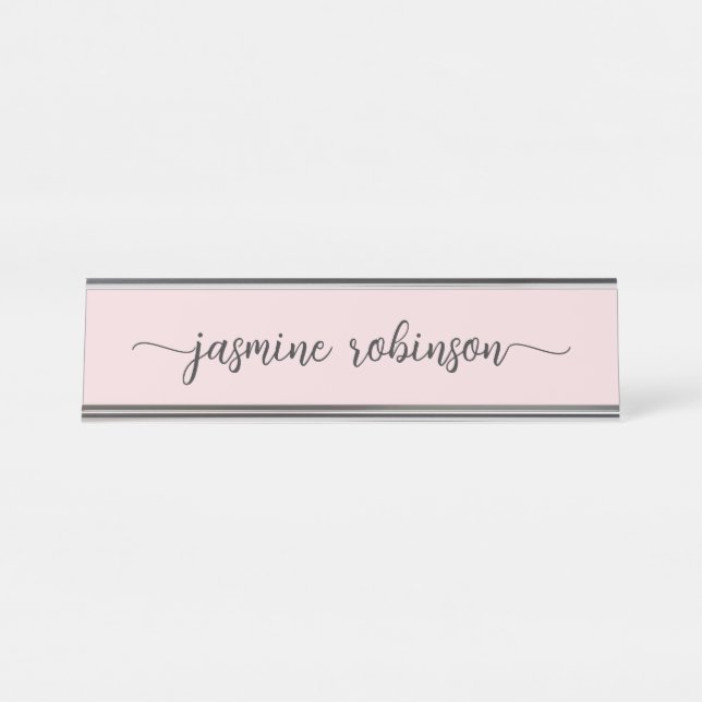 Placa De Nombre Monograma profesional Rubor Pink simple (Anverso)