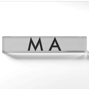 Placa De Nombre Monograma simple añade tu letra nombre hombre mini