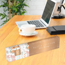 Monogramado de oro de cobre con patrón de melocotó