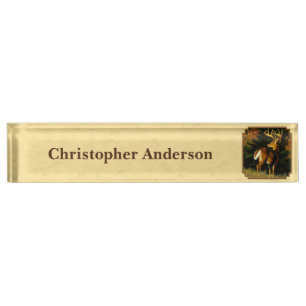 Placa De Nombre Monstruo del ciervo blanco Buck Amarillo