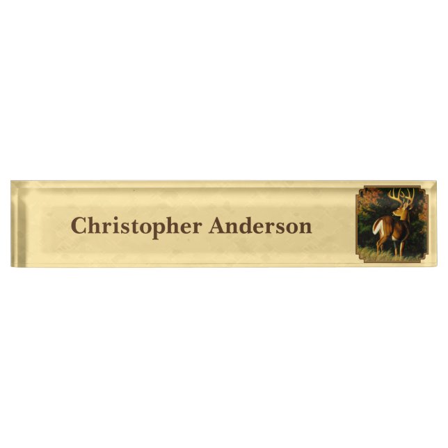 Placa De Nombre Monstruo del ciervo blanco Buck Amarillo (Anverso)