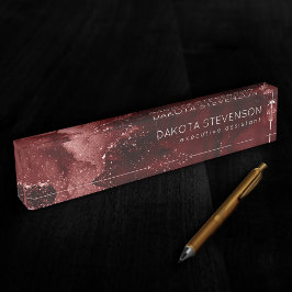 Placa De Nombre Moody Agate | Henna Blood Red Garnet Jewel Tone