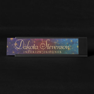 Placa De Nombre Moody Ombre Título de Grunge Stardust psicodélic