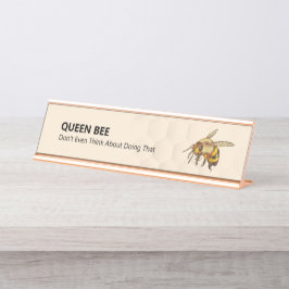 Placa De Nombre Mostrador de oro satinado Queen Bee and Honeycomb