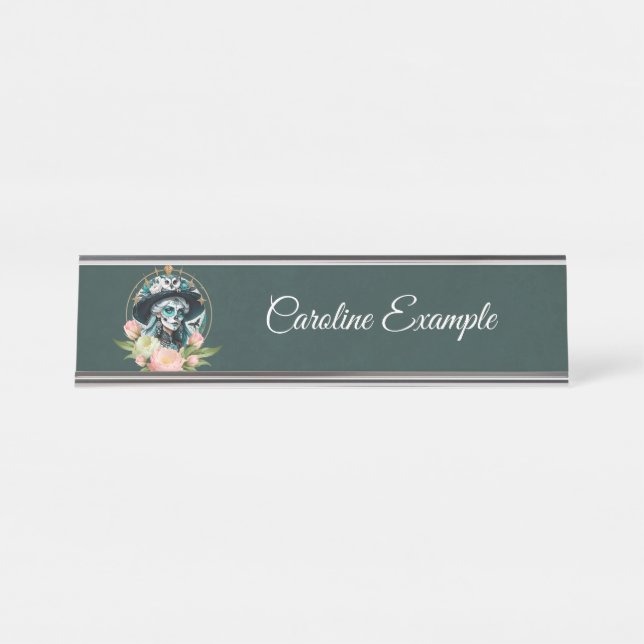 Placa De Nombre Mujer asombrosa con un impresionante maquillaje de (Anverso)