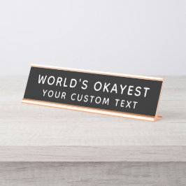 Placa De Nombre Mundos Está Bien Chistoso Oficina Negra Personaliz
