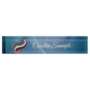 Placa De Nombre Música en movimiento, el piano curvo. 
