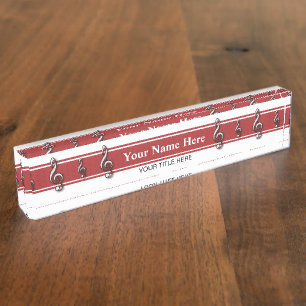 Placa De Nombre Música roja del Clef agudo