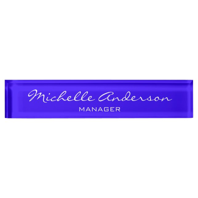 Placa De Nombre Nameplate de Blue Charm Professional Script Manage (Anverso)